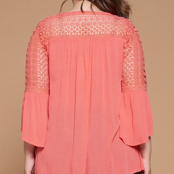 Solid Woven Babydoll Blouse - Picture 4 of 5